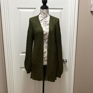 Charlotte Russe Olive Green Open-Front Knit Cardigan